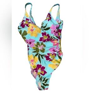 MircaleSuit Bright Floral Ruched One Piece Swimsuit Size 12